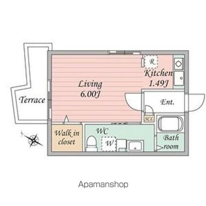 Ｂｒａｎｃｈｅ三軒茶屋[1K/21.2m2]の間取図