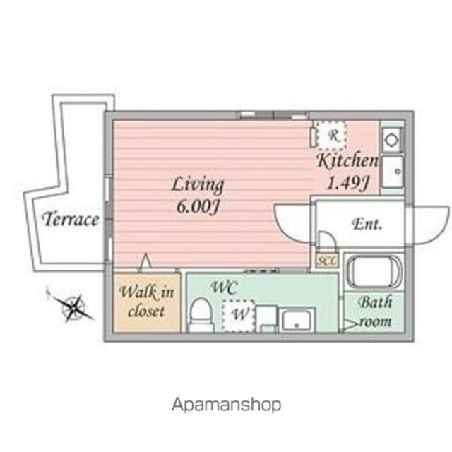 Ｂｒａｎｃｈｅ三軒茶屋[1K/21.2m2]の間取図
