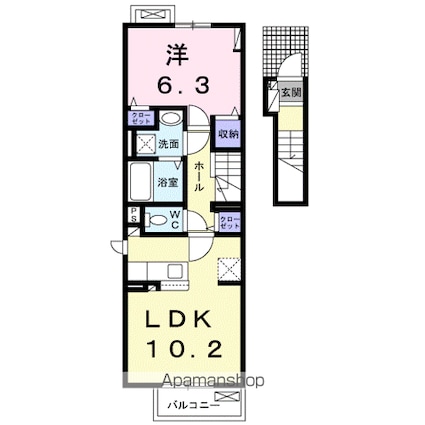 坂本３丁目アパート　　　　　　　　　　　　　　　　　　　　　[1LDK/43.77m2]の間取図
