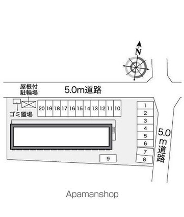 レオパレス涼風爽[1K/23.18m2]の配置図
