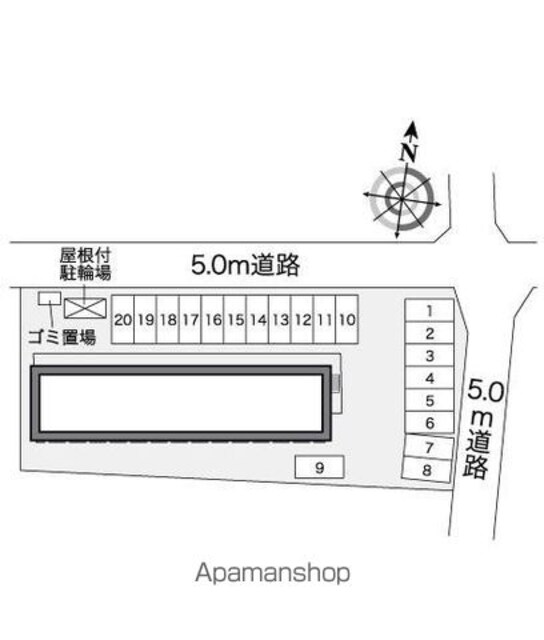 レオパレス涼風爽[1K/23.18m2]の配置図