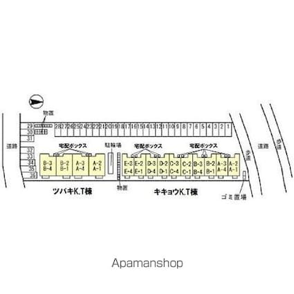 キキョウＫ．ＴツバキＫ．Ｔ　ツバキＫ．Ｔ[1LDK/45.5m2]の配置図