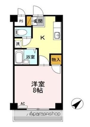 エクセル春日[1K/26.55m2]の間取図