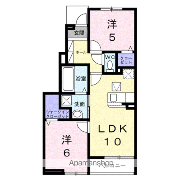 ウィステリアタウンＨ[2LDK/50.53m2]の間取図
