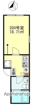 ブローテ四ツ木[1K/18.71m2]の間取図