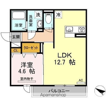 セジュール長江[1LDK/41.12m2]の間取図