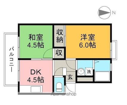 ＭＴハイツＢ[2DK/38.59m2]の間取図