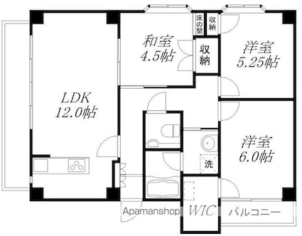 シャトー石山[3LDK/65.16m2]の間取図