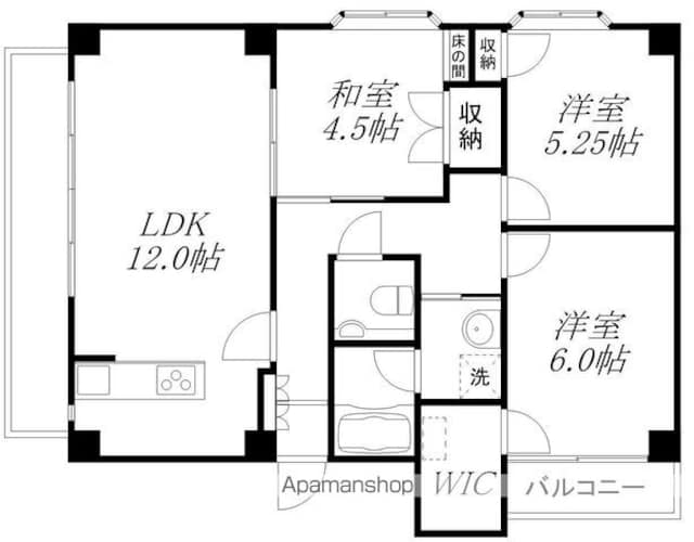 シャトー石山[3LDK/65.16m2]の間取図