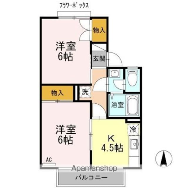 フォーダイヤモンズタウン　Ａ[2K/40.15m2]の間取図