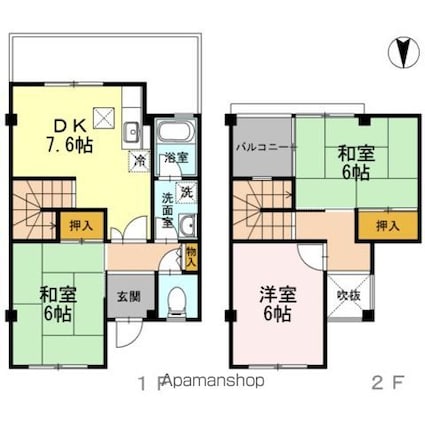 治儀ハイツ　Ｂ棟[3DK/69.3m2]の間取図