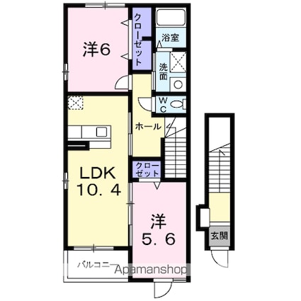 トゥー・ル・モンドＢ[2LDK/53.39m2]の間取図
