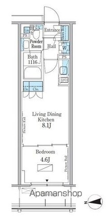 パークアクシス新宿百人町[1LDK/30.38m2]の間取図