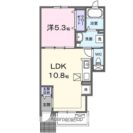 ミルト・ラフレシール[1LDK/37.38m2]の間取図