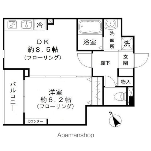 グリーニエ西新宿[1DK/35.84m2]の間取図