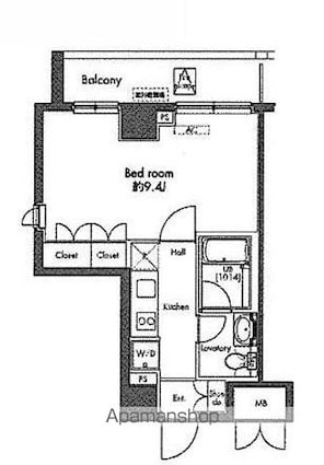 プラウドフラット早稲田[1K/29.62m2]の間取図