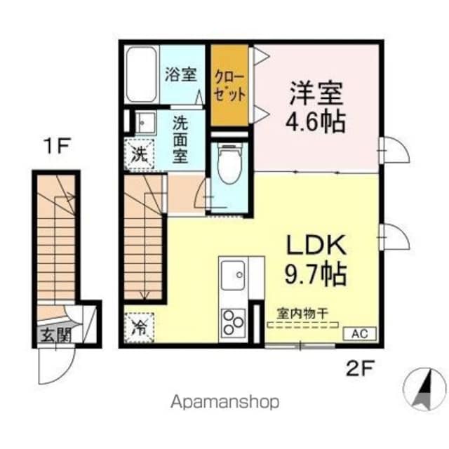 ＲＥＳＵＡ鍛冶町[1LDK/39.07m2]の間取図