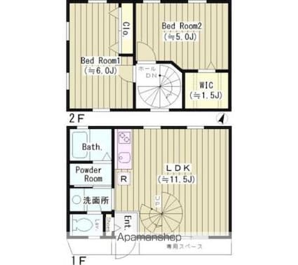 ＯＮＥ　ＴＲＥＥ　ＨＩＬＬ[2LDK/57.94m2]の間取図