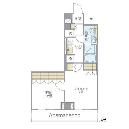 Ｂｒｉｌｌｉａ　ｉｓｔ　北沢[1DK/37.47m2]の間取図