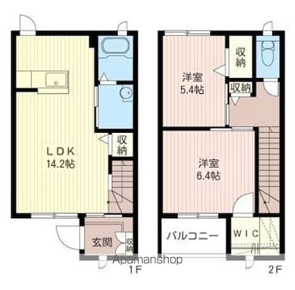 ドルチェコートＤ[2LDK/65.11m2]の間取図