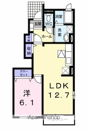 ジェルメもみじ[1LDK/45.65m2]の間取図