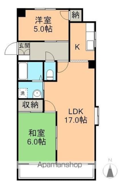 第２アンビシャス[2LDK/61.6m2]の間取図