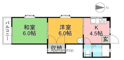 高知県高知市石立町[2K/31.3m2]の間取図