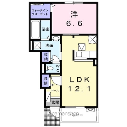 ブルーリバー本庄[1LDK/48.35m2]の間取図