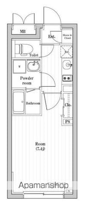東京都渋谷区本町５丁目[1K/23.85m2]の間取図