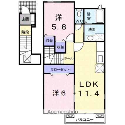 コモド　ヴィラ　Ⅰ[2LDK/55.81m2]の間取図