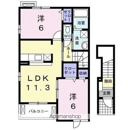 香川県高松市元山町[2LDK/56.26m2]の間取図