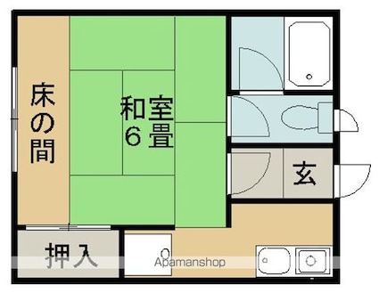 越智ハイツ花畑[1K/24.8m2]の間取図