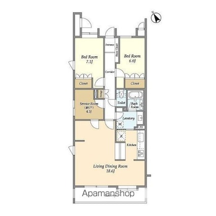 ＰＡＴＨ世田谷弦巻[2SLDK/90.75m2]の間取図