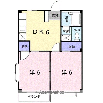 エルディムカタオカ[2DK/39.73m2]の間取図