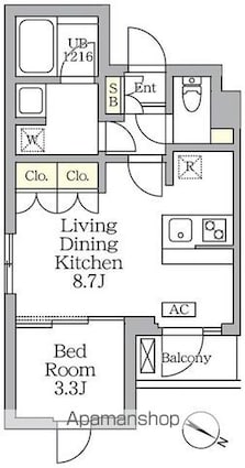 アジールコート三宿テラス[1LDK/31.1m2]の間取図