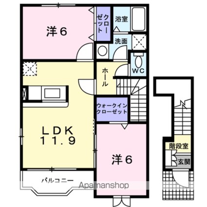 サチアルカテー[2LDK/58.8m2]の間取図