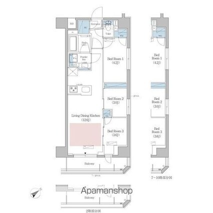 アーバネックス早稲田[3LDK/50.24m2]の間取図