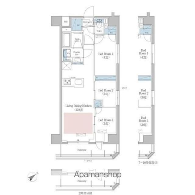アーバネックス早稲田[3LDK/50.24m2]の間取図