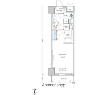アーバネックス清澄白河Ⅱ　ＥＡＳＴ棟[1K/25.23m2]の間取図
