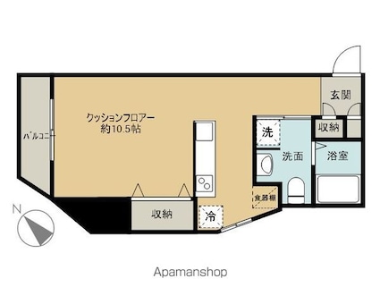 フラワーシティＩＮブラボン[1R/31.26m2]の間取図
