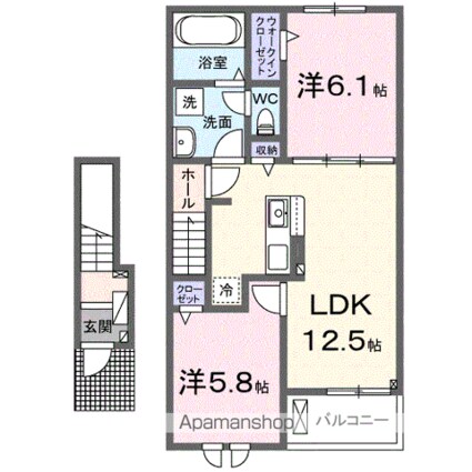 仮）有本アパート[2LDK/56.48m2]の間取図