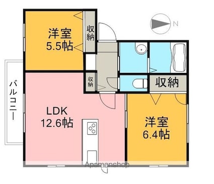 シャーメゾン・フォルビート　Ｂ棟[2LDK/54.07m2]の間取図