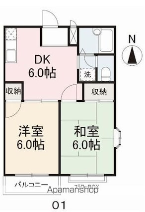 エルディム玉藻[2DK/45.36m2]の間取図