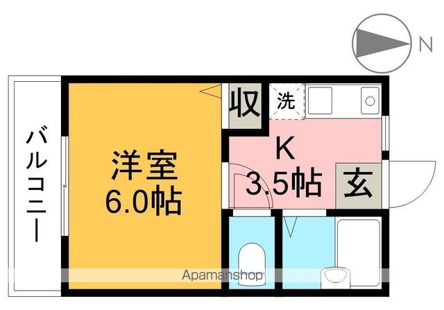 高知県高知市朝倉西町２丁目[1K/19.44m2]の間取図