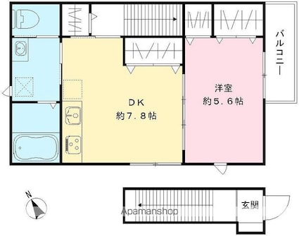 ゆうハウス[1DK/42.52m2]の間取図