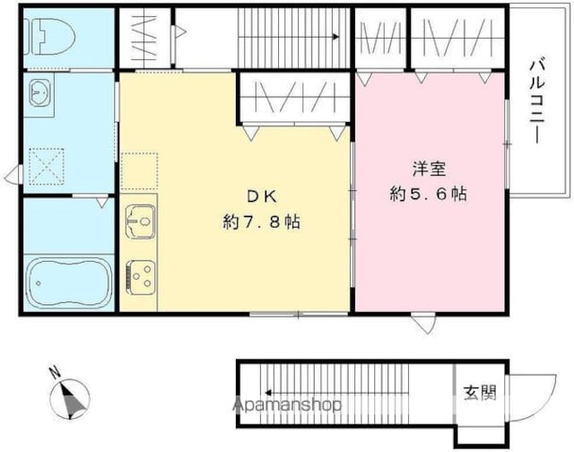 ゆうハウス[1DK/42.52m2]の間取図