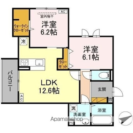 Ｄ’ｓ　ＬＩＥＮ　（ディーズリアン）　Ｃ[2LDK/59.93m2]の間取図