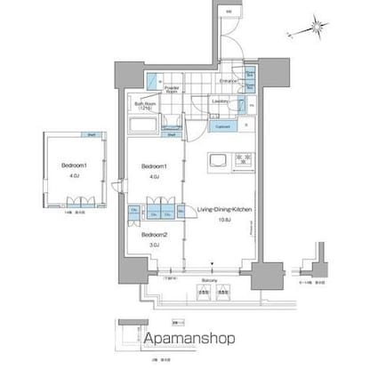 ルフォンプログレ本郷三丁目[2LDK/42.61m2]の間取図