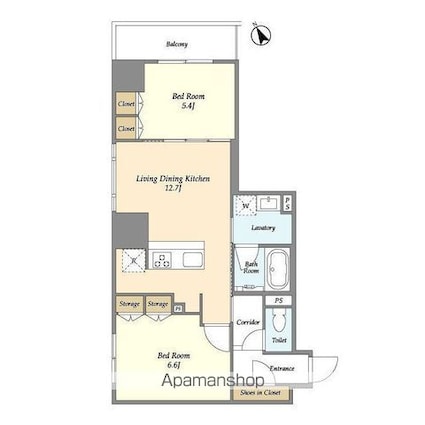 Ｎｉｆｉｔ日本橋横山町[2LDK/56.56m2]の間取図