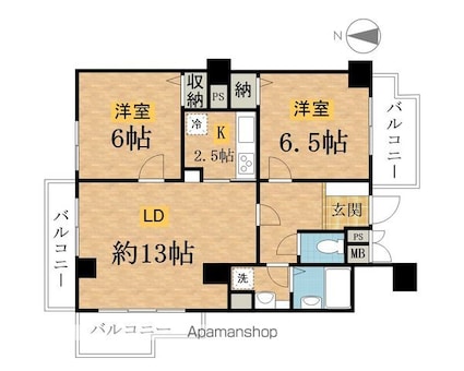 日興パレグランデ八王子[2LDK/66.75m2]の間取図